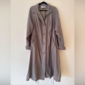 Vintage vision iridescent Gray Long trench Coat with Button Closure